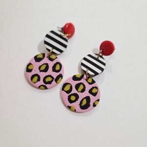 Leopard Print and Striped Earrings